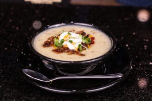 Loaded Baked Potato Soup- bowl